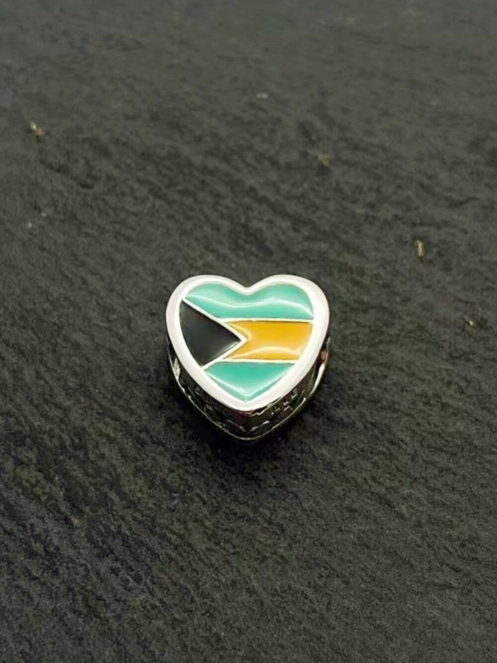 Pandora Bahamas Flag Exclusive Heart Charm Sterling Silver Jewelry
